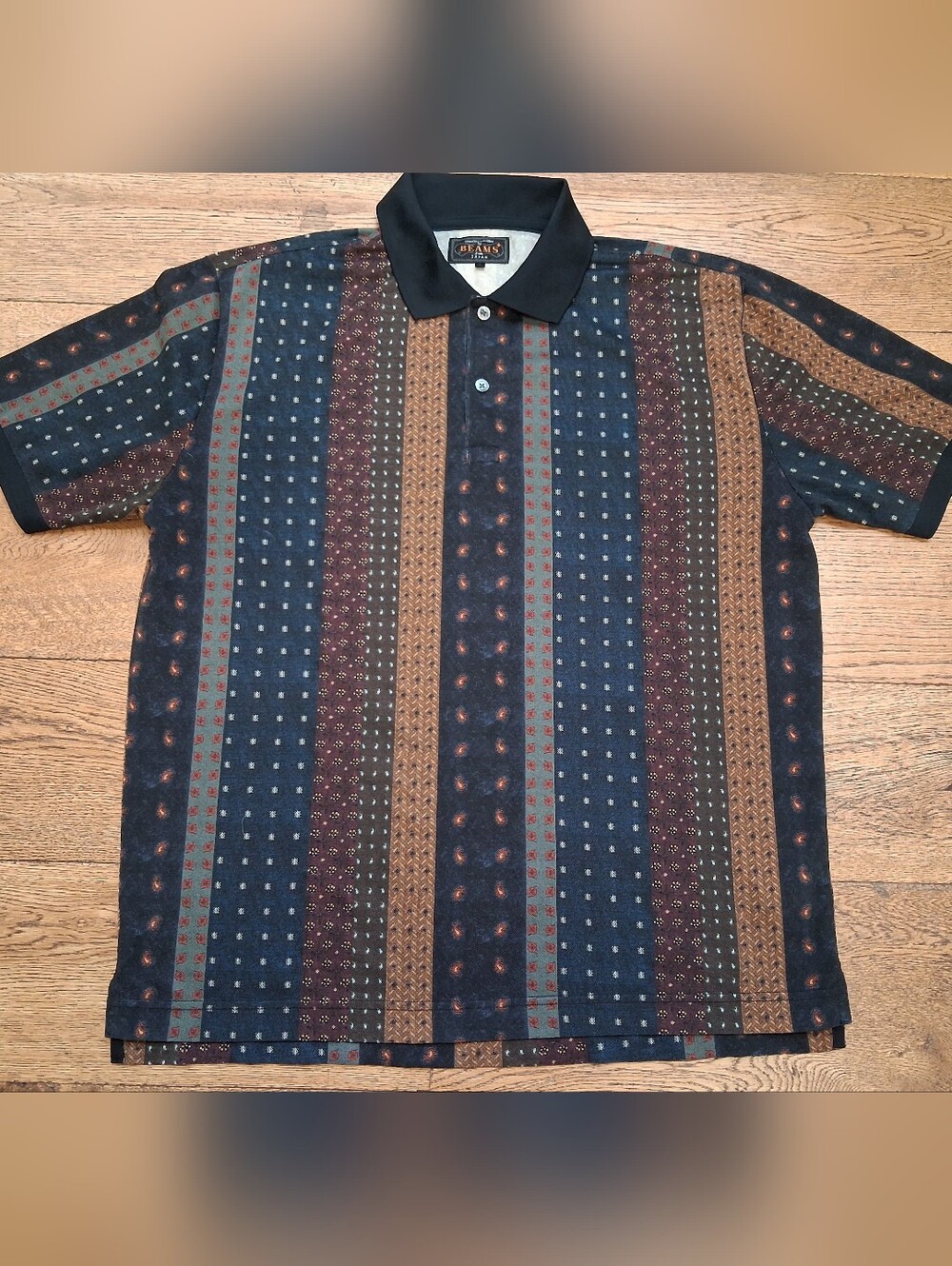 BEAMS Japan Knit Abstract Polo Shirt Japanese Designer Streetwear Men's Large